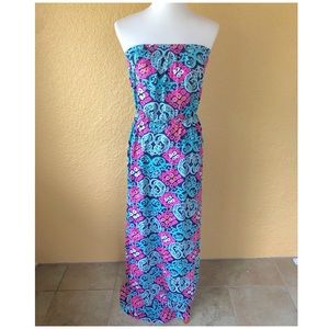 Lilly Pulitzer Maxi Dress Marlisa Strapless Navy